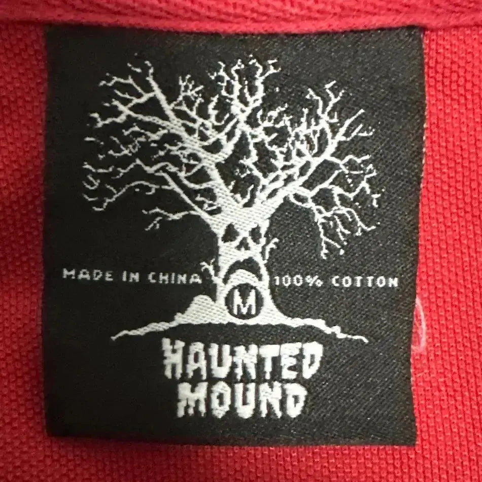Haunted Mound Embroidered Red Polo Shirt Y2K Tshirt HipHop Retro Pumpkin Head Letter Embroidered Oversized Short Sleeve Top - DRACO COUTURE