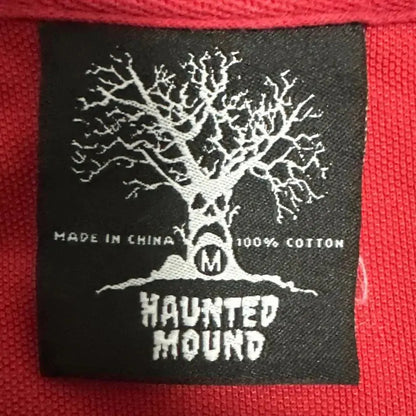 Haunted Mound Embroidered Red Polo Shirt Y2K Tshirt HipHop Retro Pumpkin Head Letter Embroidered Oversized Short Sleeve Top - DRACO COUTURE