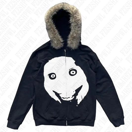 Y2K Zip up hoodie creepy