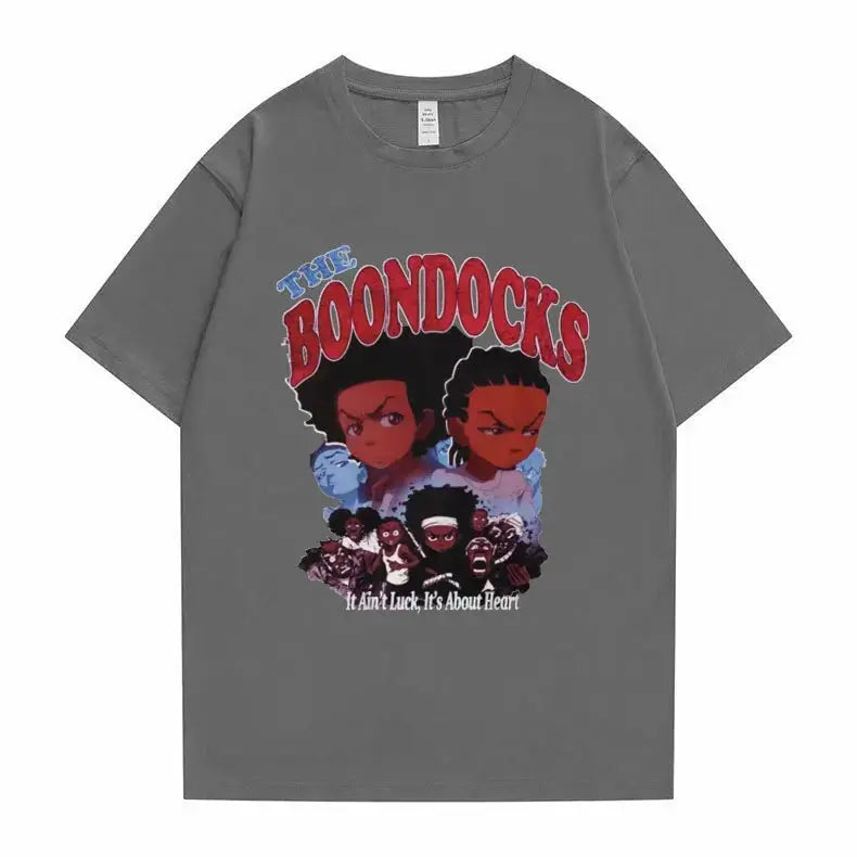 New The Boondocks Huey and Riley Print T-shirt Men Women Casual Fashion Tshirt Funny Man Cotton Tee Short Sleeve Hip Hop T Shirt - DRACO COUTURE