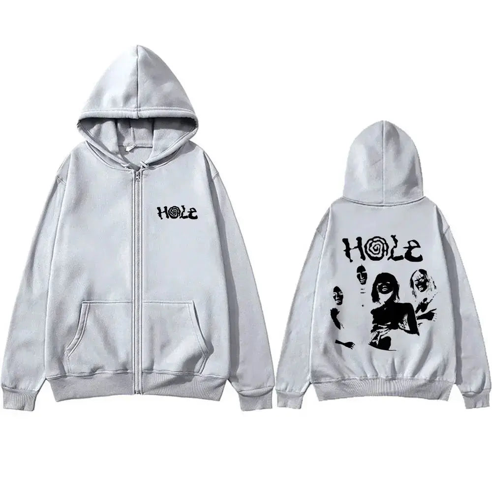 Alternative Rock Band Hole Courtney Love Zipper Hoodie Men Fashion Vintage Zip Up Jacket Men's Gothic Oversized Zip Up Hoodies - DRACO COUTURE