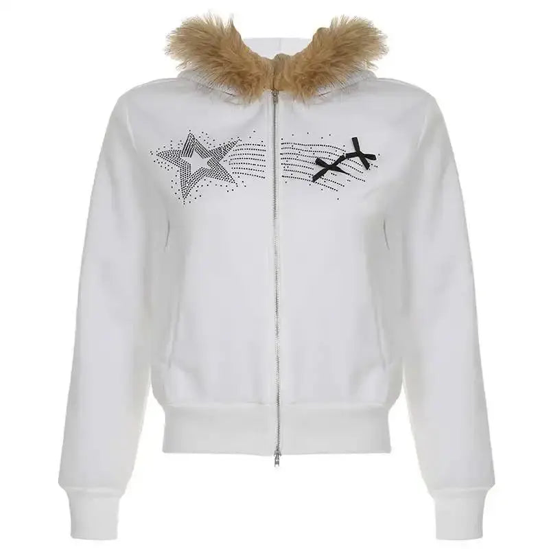 Y2k Korean Zip Hoodie Japanese Winter - DRACO COUTURE