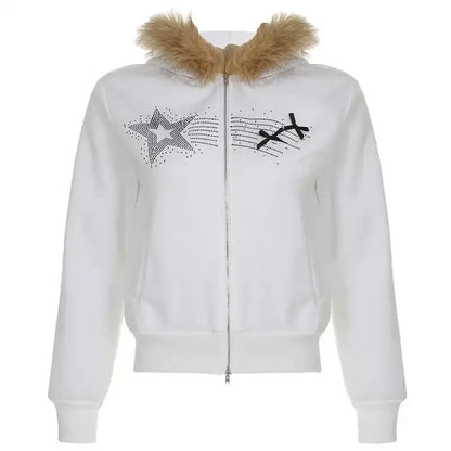 Y2k Korean Zip Hoodie Japanese Winter - DRACO COUTURE