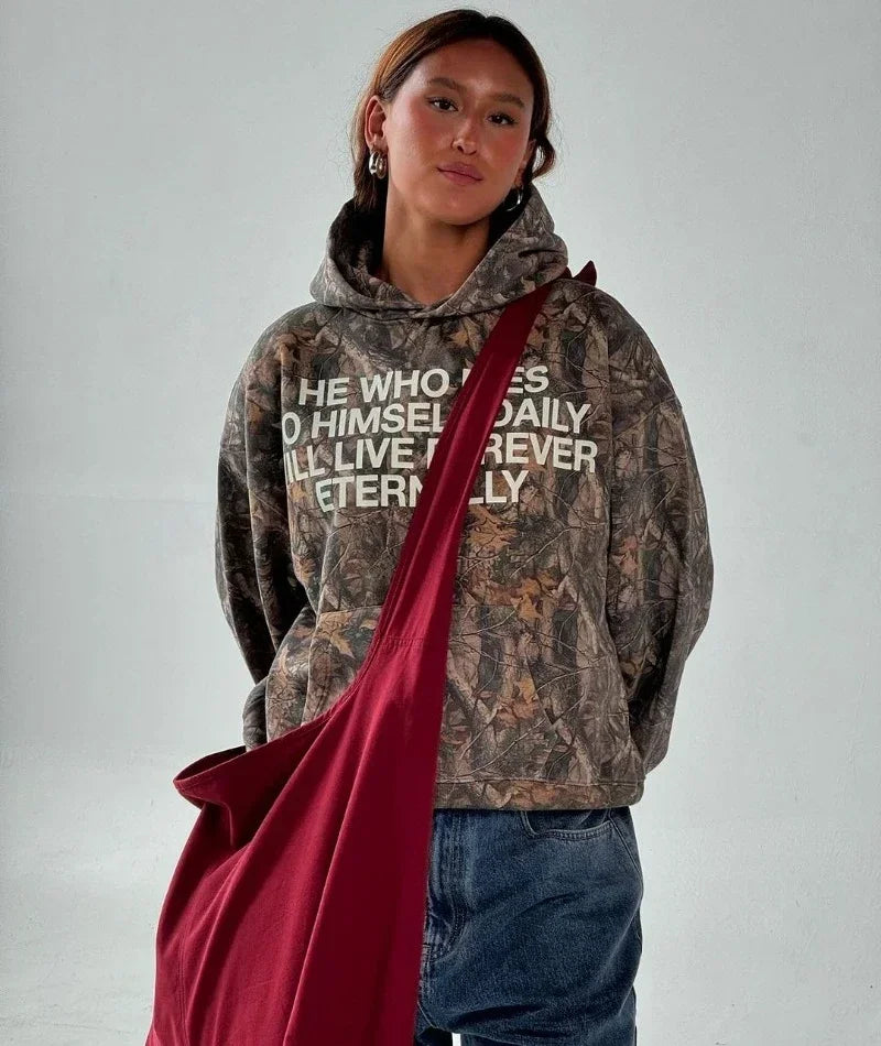 Camouflage Text Hoodie