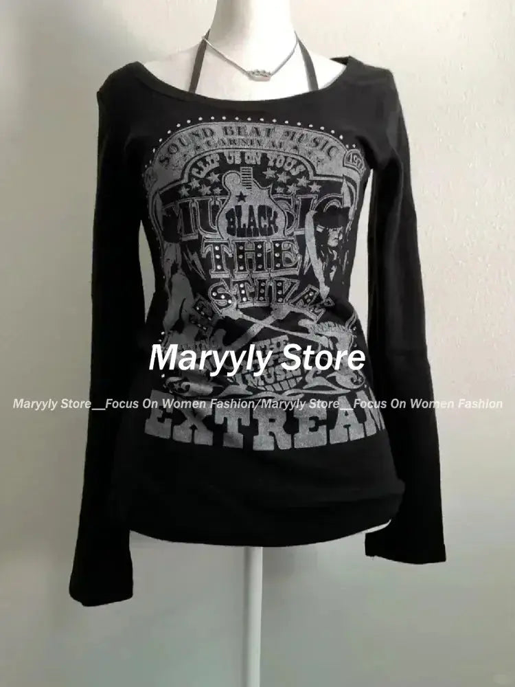 Vintage Gothic T-shirts Women Y2k - DRACO COUTURE