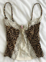 90s Y2k Leopard Print Lace Trim Cami Top Women Sexy V-neck Floral Lace Bralette Sleeveless Chic Summer Casual Sexy Fashion Tops DRACO COUTURE