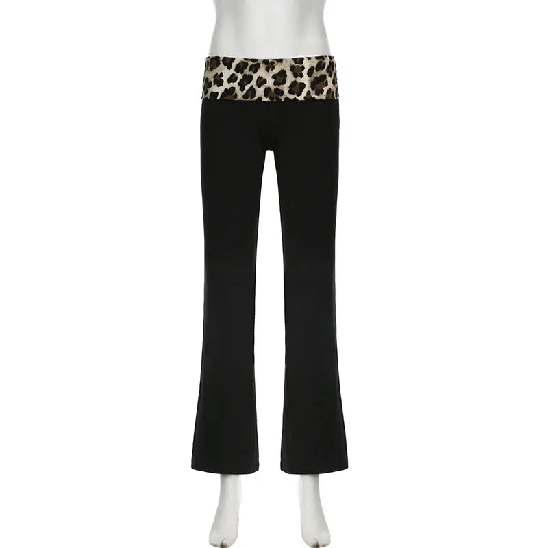 SUCHCUTE Leopard Print Patchwork Skinny Shorts Y2K Aesthetic 2000s Elastic Waist Bottoms Women Fashion Grunge Fairycore Clothes - DRACO COUTURE