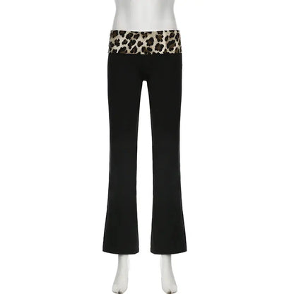 SUCHCUTE Leopard Print Patchwork Skinny Shorts Y2K Aesthetic 2000s Elastic Waist Bottoms Women Fashion Grunge Fairycore Clothes - DRACO COUTURE