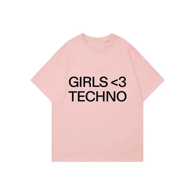 GIRLS <3 TECHNO T-shirt Y2K - DRACO COUTURE
