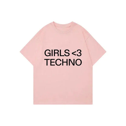 GIRLS <3 TECHNO T-shirt Y2K - DRACO COUTURE