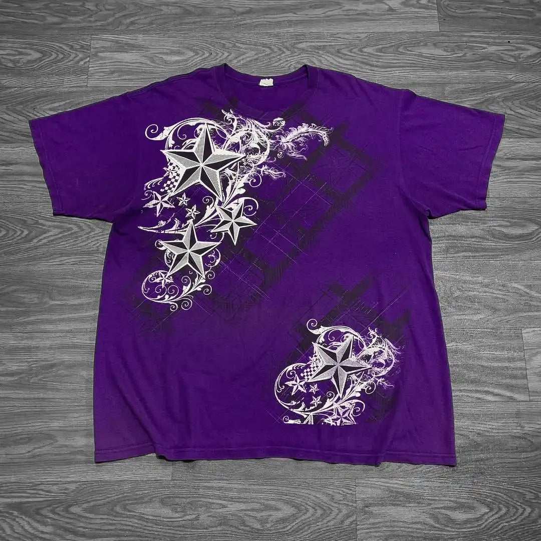 Y2K-Affliction Langarm-T-Shirt, weiß, Rundhalsausschnitt, Oversized-Schnitt, neu, Herren/Damen, Freizeit, Gothic, Baumwolle, Streetwear