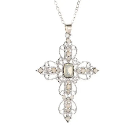 Gothic Big Zircon Cross Necklace Unisex Y2K Irregular Goth Large Cross Pendant Necklaces  for Men Women Couple Necklace Jewelry - DRACO COUTURE