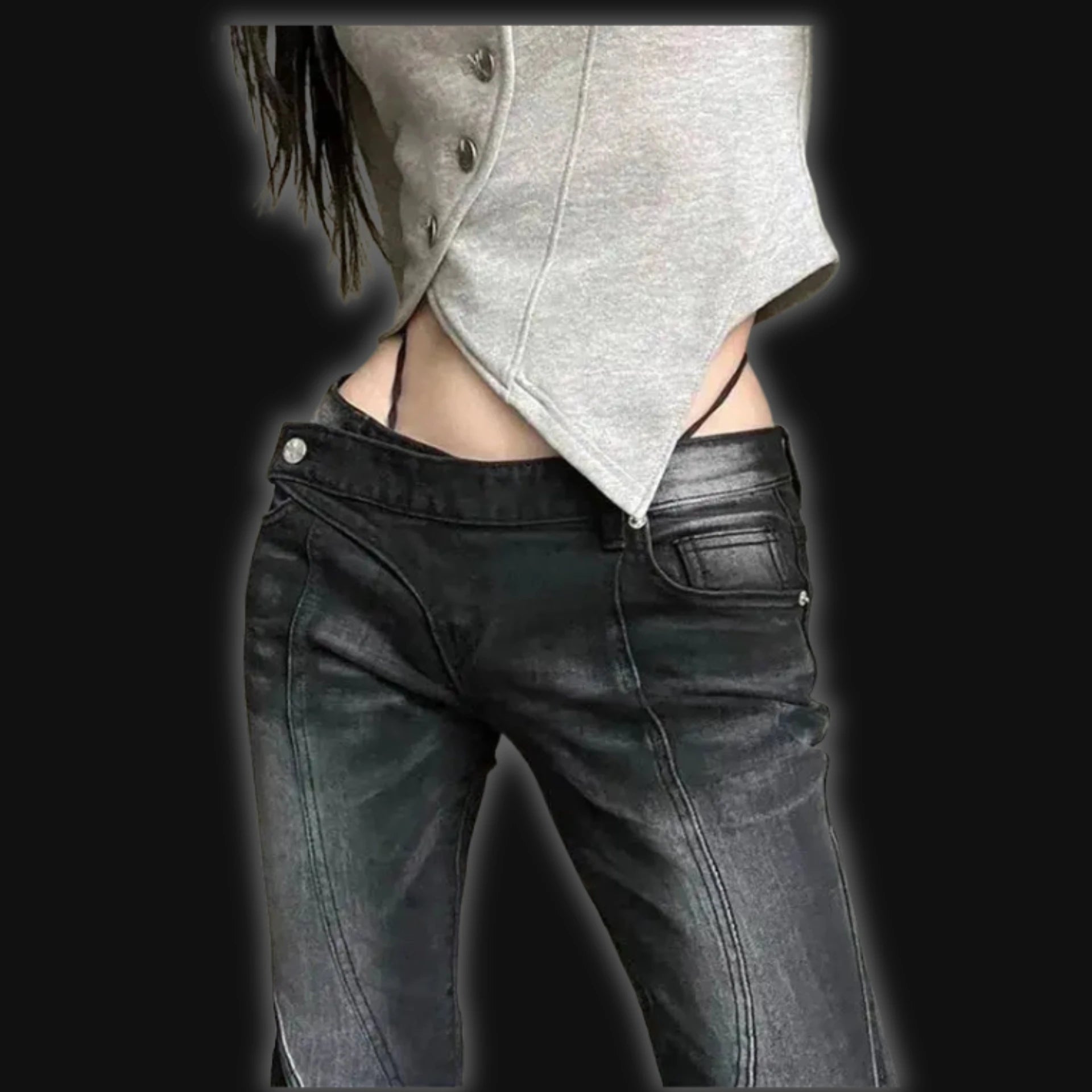 Vintage Distressed Low Waist Jeans Grunge - DRACO COUTURE
