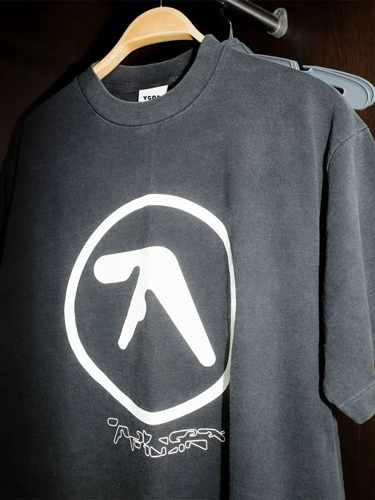 T-Shirt Aphex Twin Washed Black Print - DRACO COUTURE