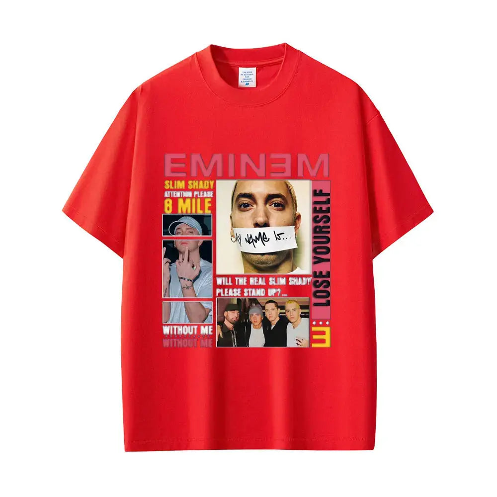 Rapper Eminem Slim Shady Pop Music T-shirt Men's Clothing Vintage Streetwear Men Women Hip Hop Fashion Short Sleeve Tops T Shirt - DRACO COUTURE