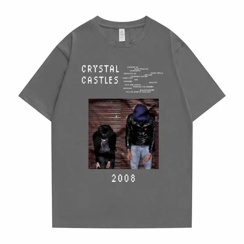 Crystal Castles Graphic T Shirts Male Gothic Music Band T Shirt Men's Vintage Tshirt Men Women Hip Hop Rock Oversized T-shirts - DRACO COUTURE