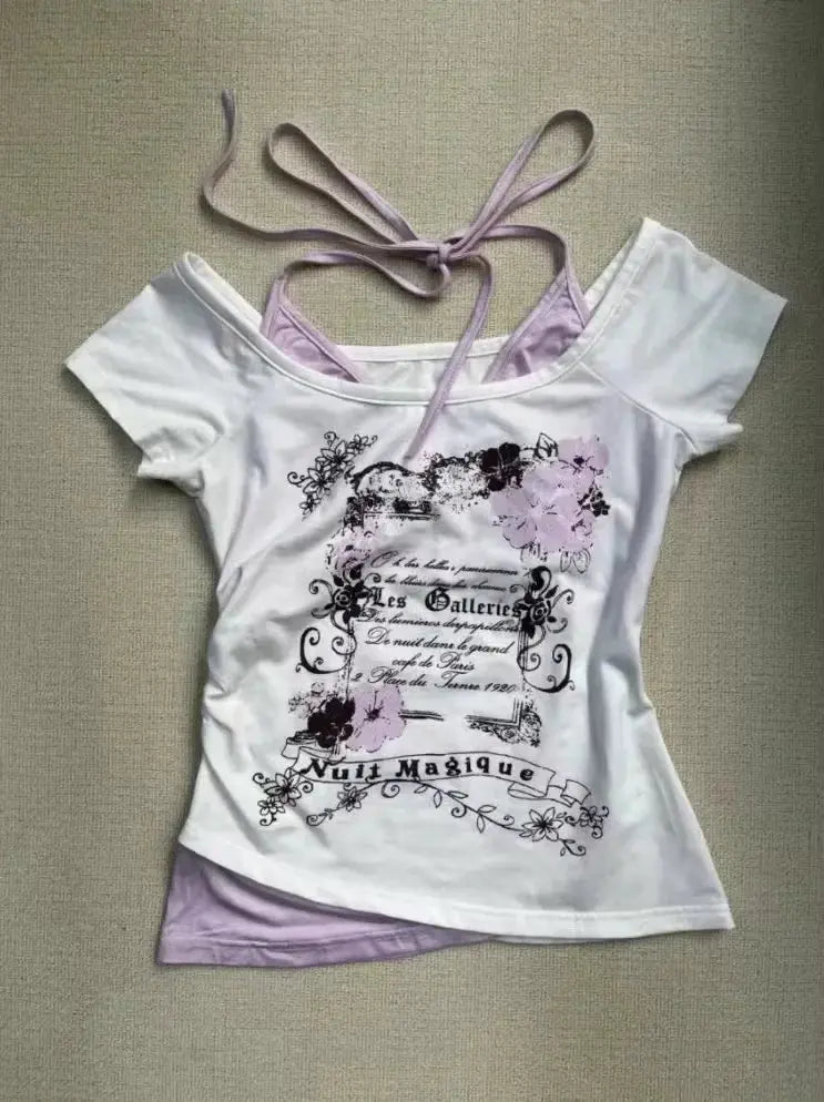 2024 Summer Sexy One Shoulder Design Y2k Vintage T-Shirts - DRACO COUTURE