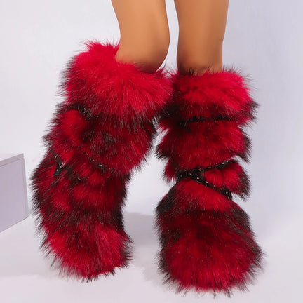 Fluffy Buty Zimowe z Klamrą Y2K