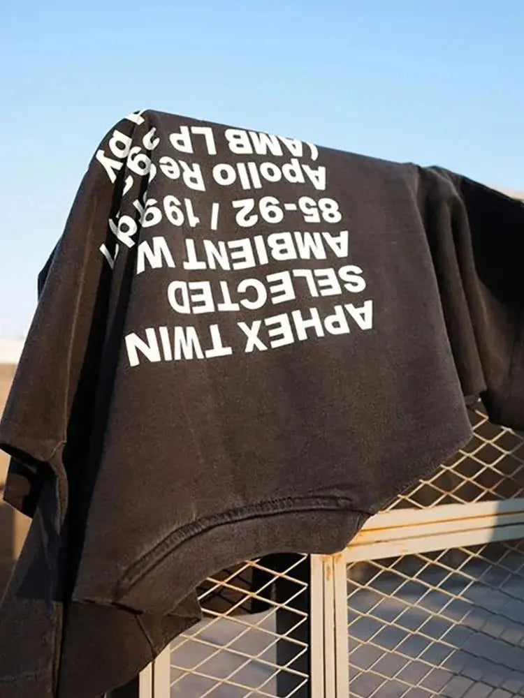 T-Shirt Aphex Twin Washed Black Print - DRACO COUTURE