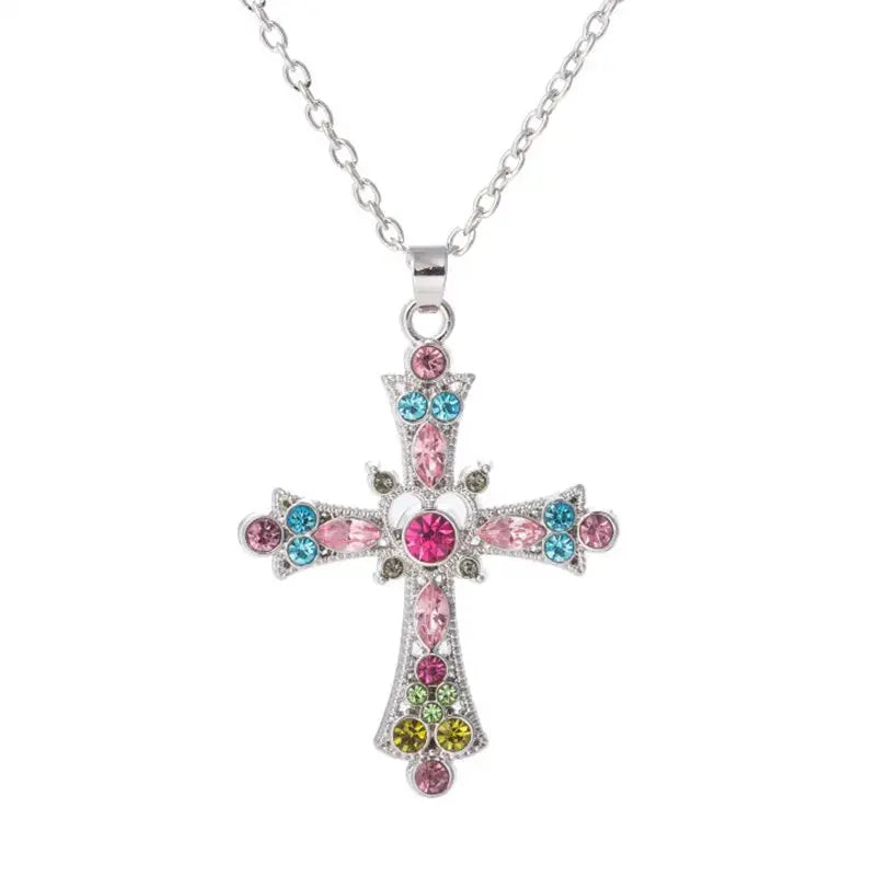 Gothic Big Zircon Cross Necklace Unisex Y2K Irregular Goth Large Cross Pendant Necklaces  for Men Women Couple Necklace Jewelry - DRACO COUTURE