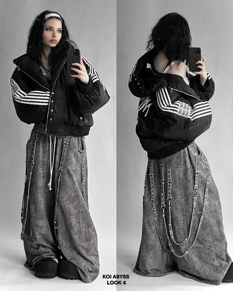 Y2K gestreifte Winterjacke 