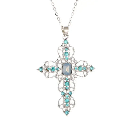 Gothic Big Zircon Cross Necklace Unisex Y2K Irregular Goth Large Cross Pendant Necklaces  for Men Women Couple Necklace Jewelry - DRACO COUTURE