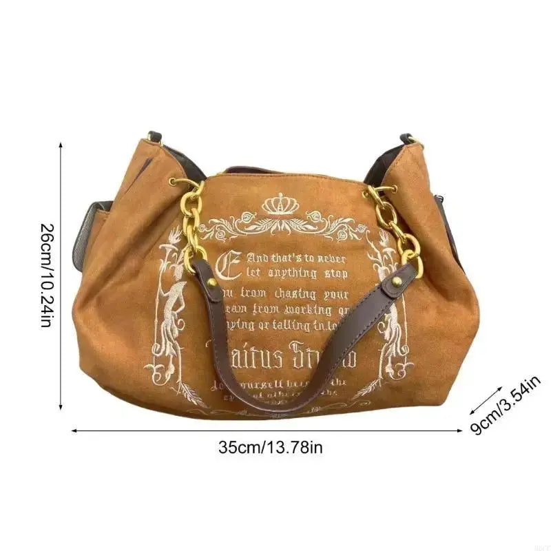 M6CC Unique Pumpkin Canvas Letter Large Shoulder Bag for Women with Chain Strap - DRACO COUTURE