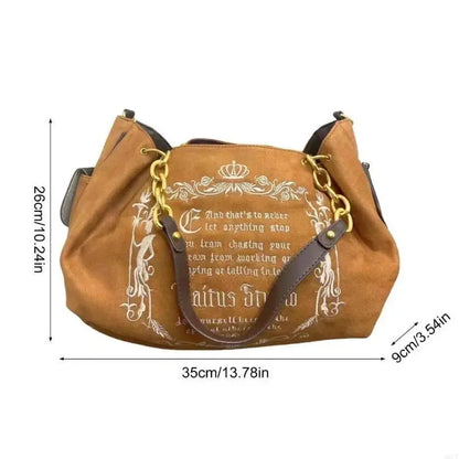 M6CC Unique Pumpkin Canvas Letter Large Shoulder Bag for Women with Chain Strap - DRACO COUTURE