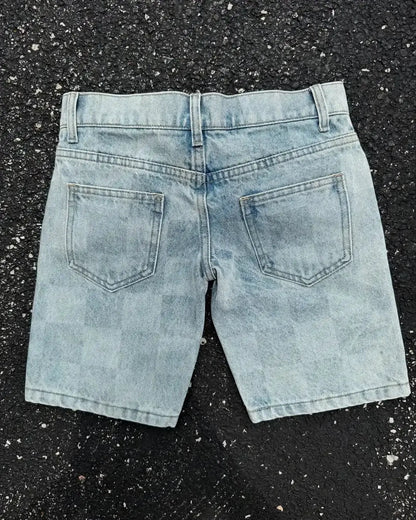 American Street Masonry Design Denim Shorts - DRACO COUTURE