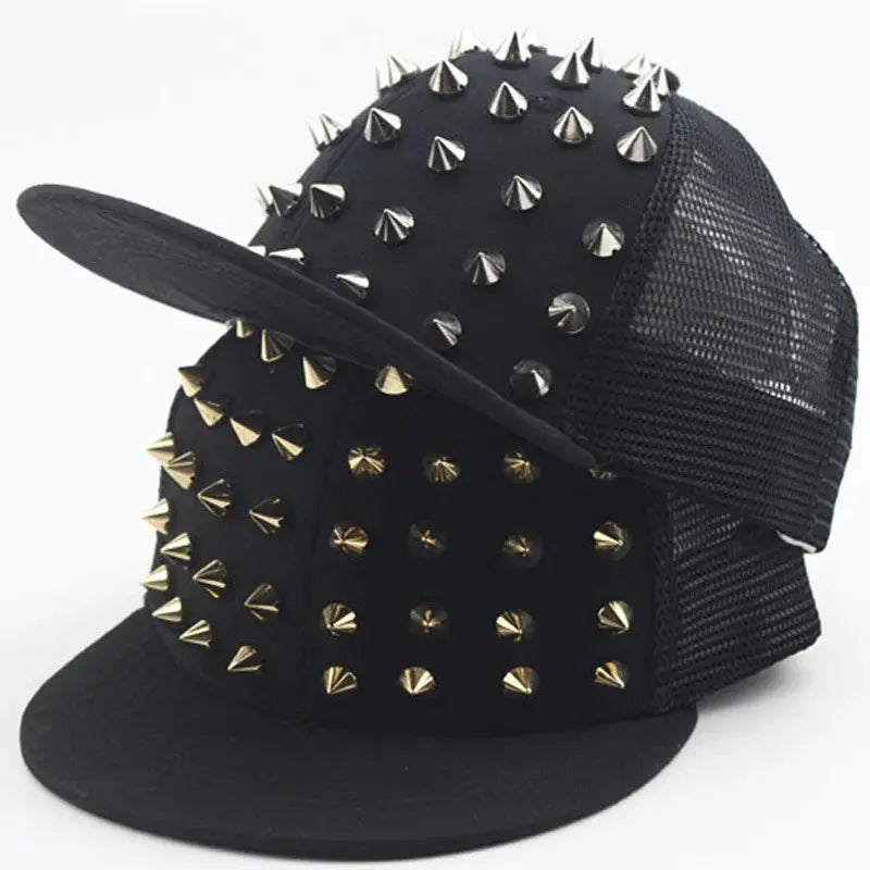 Men and Women's Rivet Flat Hat, Punk Rock, Hip Hop Stud Baseball Caps, Male, Female, Youth, Teenagers, Boys, Girls - DRACO COUTURE