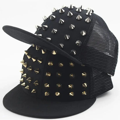 Men and Women's Rivet Flat Hat, Punk Rock, Hip Hop Stud Baseball Caps, Male, Female, Youth, Teenagers, Boys, Girls - DRACO COUTURE