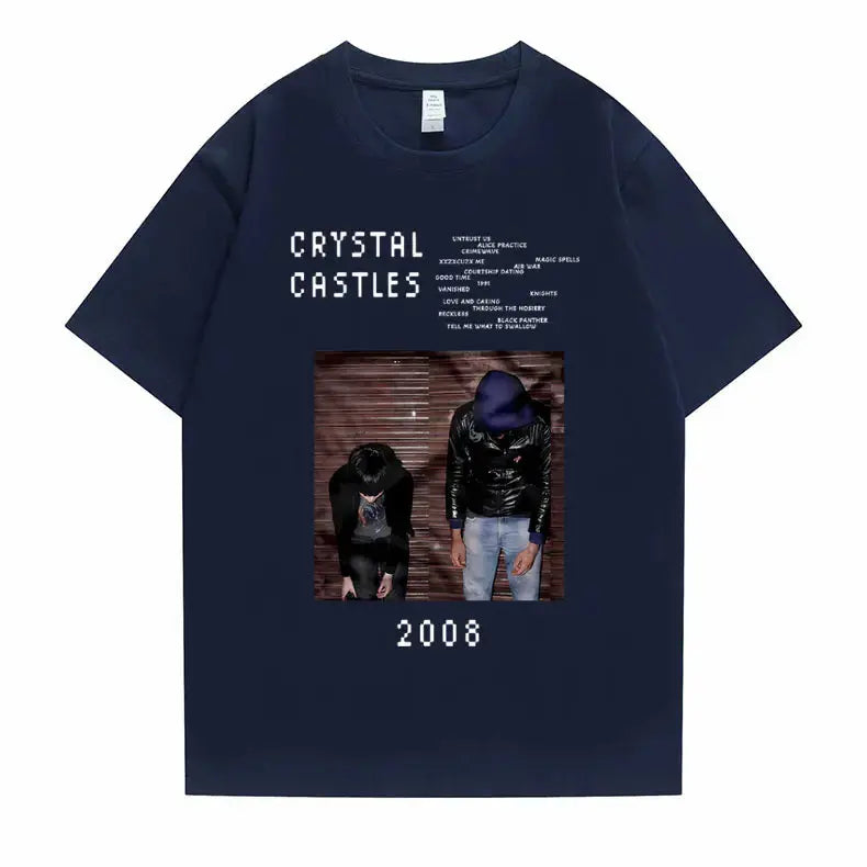Crystal Castles Graphic T Shirts Male Gothic Music Band T Shirt Men's Vintage Tshirt Men Women Hip Hop Rock Oversized T-shirts - DRACO COUTURE