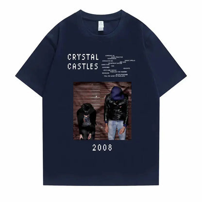 Crystal Castles Graphic T Shirts Male Gothic Music Band T Shirt Men's Vintage Tshirt Men Women Hip Hop Rock Oversized T-shirts - DRACO COUTURE