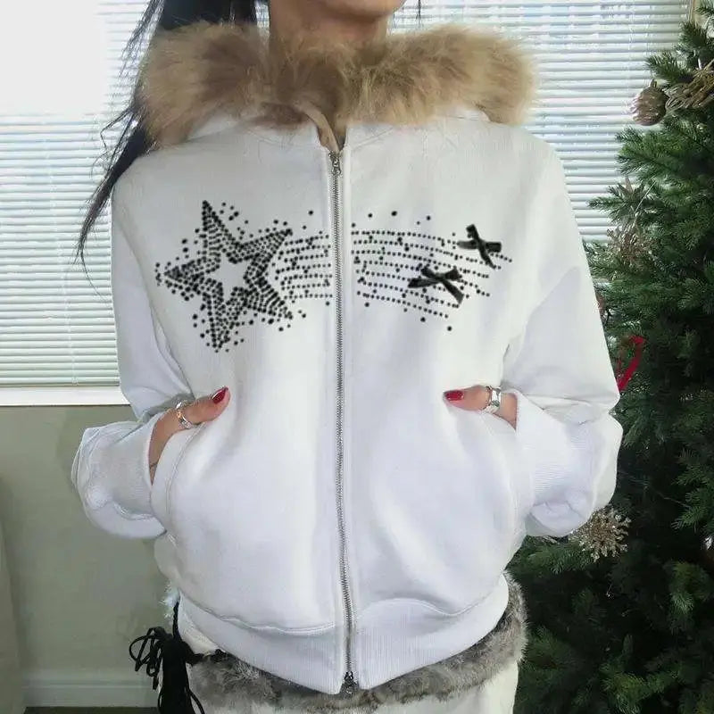 Y2k Korean Zip Hoodie Japanese Winter - DRACO COUTURE