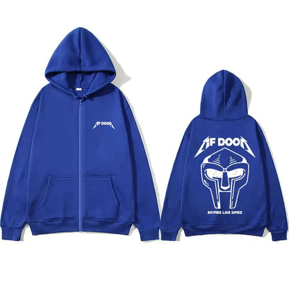 Rapper Mf Doom Doomsday Rhymes Like Dimes Zipper Hoodie Men Women Hip Hop Oversized Zip Up Sweatshirt Rock Gothic Zip Up Jacket - DRACO COUTURE