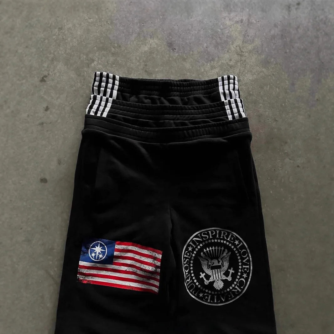 Amerikanische neue doppelt taillierte modische Streetwear-Herrenhosen mit Buchstabenstickerei im Retro-Harajuku-Stil für Damen und Herren