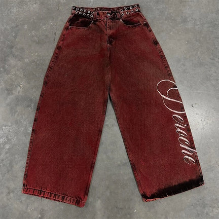 Y2K Baggy Jeans Red Vintage
