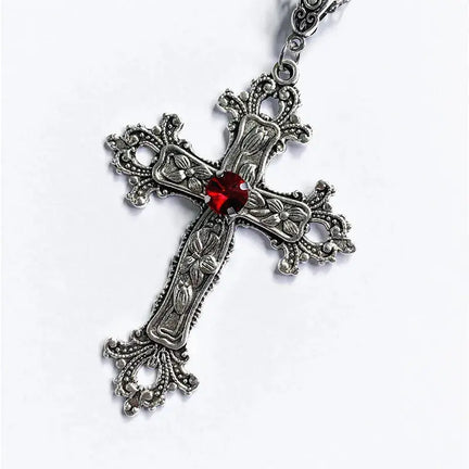 Gothic Big Zircon Cross Necklace Unisex Y2K Irregular Goth Large Cross Pendant Necklaces  for Men Women Couple Necklace Jewelry - DRACO COUTURE