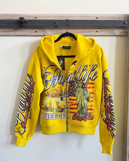 Retro Letter Oversize Zip Hoodie – Y2K Hip-Hop Streetwear