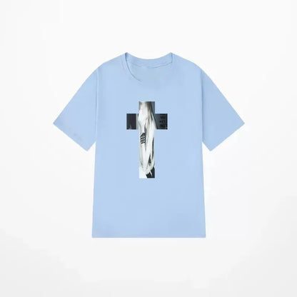 Cross Hip Hop Harajuku Graphic Print Pure cotton Tee Chic Streetwear Punk Short Sleeve T-shirt Vintage Gothic Y2K Cotton T-shirt - DRACO COUTURE