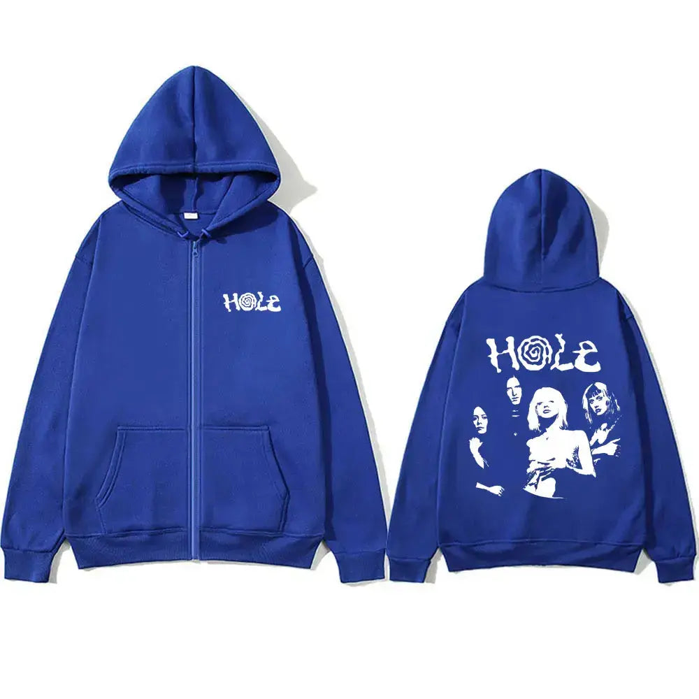 Alternative Rock Band Hole Courtney Love Zipper Hoodie Men Fashion Vintage Zip Up Jacket Men's Gothic Oversized Zip Up Hoodies - DRACO COUTURE