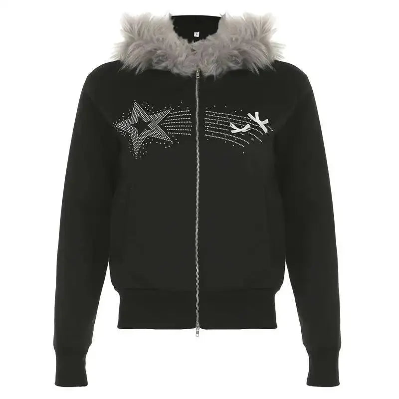Y2k Korean Zip Hoodie Japanese Winter - DRACO COUTURE