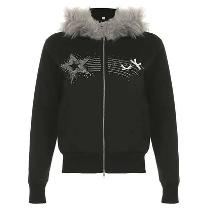 Y2k Korean Zip Hoodie Japanese Winter - DRACO COUTURE