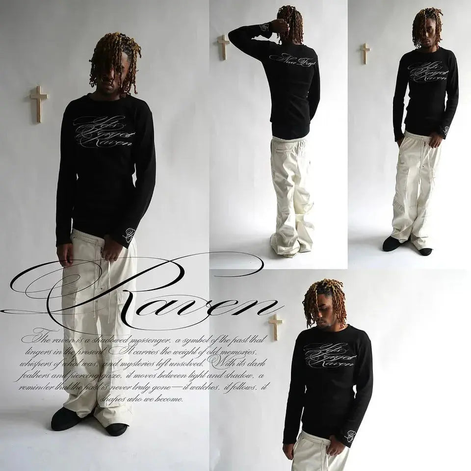 Y2K Aesthetic Long-sleeved Hoodie Printed Sweatshirt Retro Black Gothic Clothes Street Clothing Casual Fashion Trends Otift Tops - DRACO COUTURE