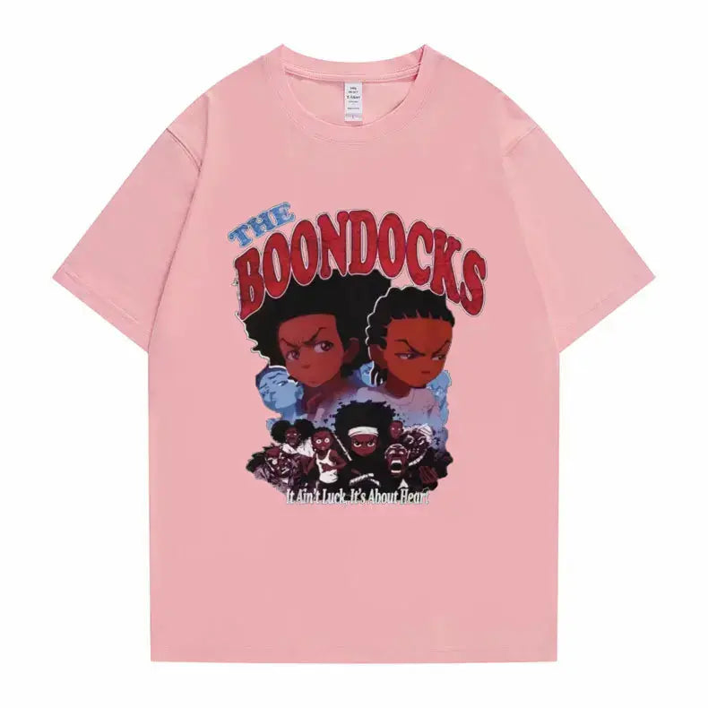 New The Boondocks Huey and Riley Print T-shirt Men Women Casual Fashion Tshirt Funny Man Cotton Tee Short Sleeve Hip Hop T Shirt - DRACO COUTURE