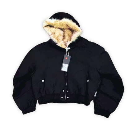 Y2K Kurtka Z Welnianym Kołnierzem