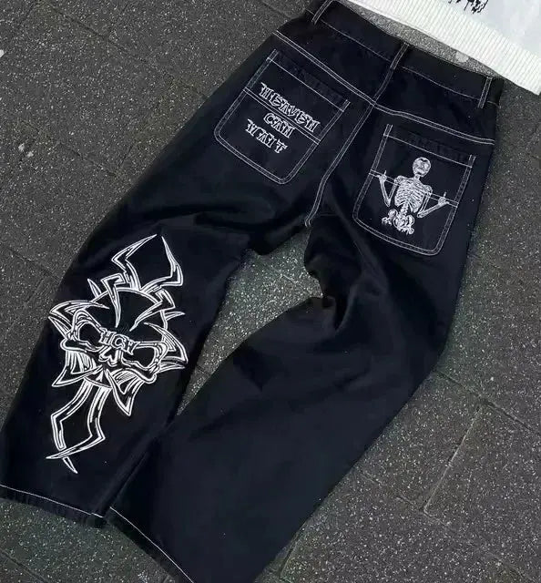 Y2K Embroidery Diamond Jeans Wings - DRACO COUTURE