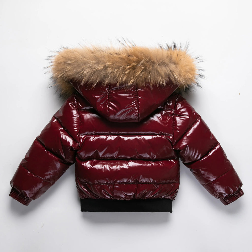 RAISE Winter 1-8 Years Kids Boys Parka Babys Girl Down Jackets Waterproof Shiny Real Fur Thicken Warm Boys Outerwear Coat Outfit