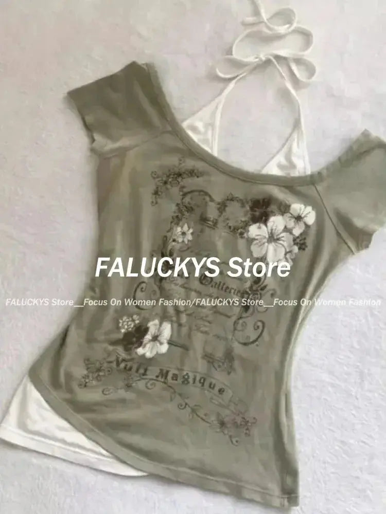 T-Shirt Women Y2K Streetwear Hot Girl Slim Fit - DRACO COUTURE
