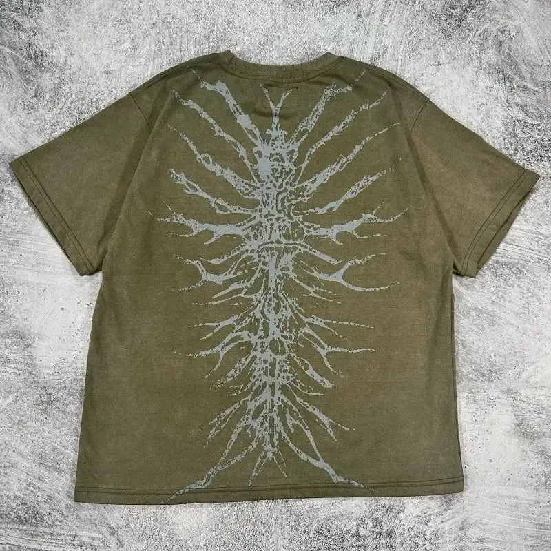 Gothic Skeleton Print T shirt Loose - DRACO COUTURE